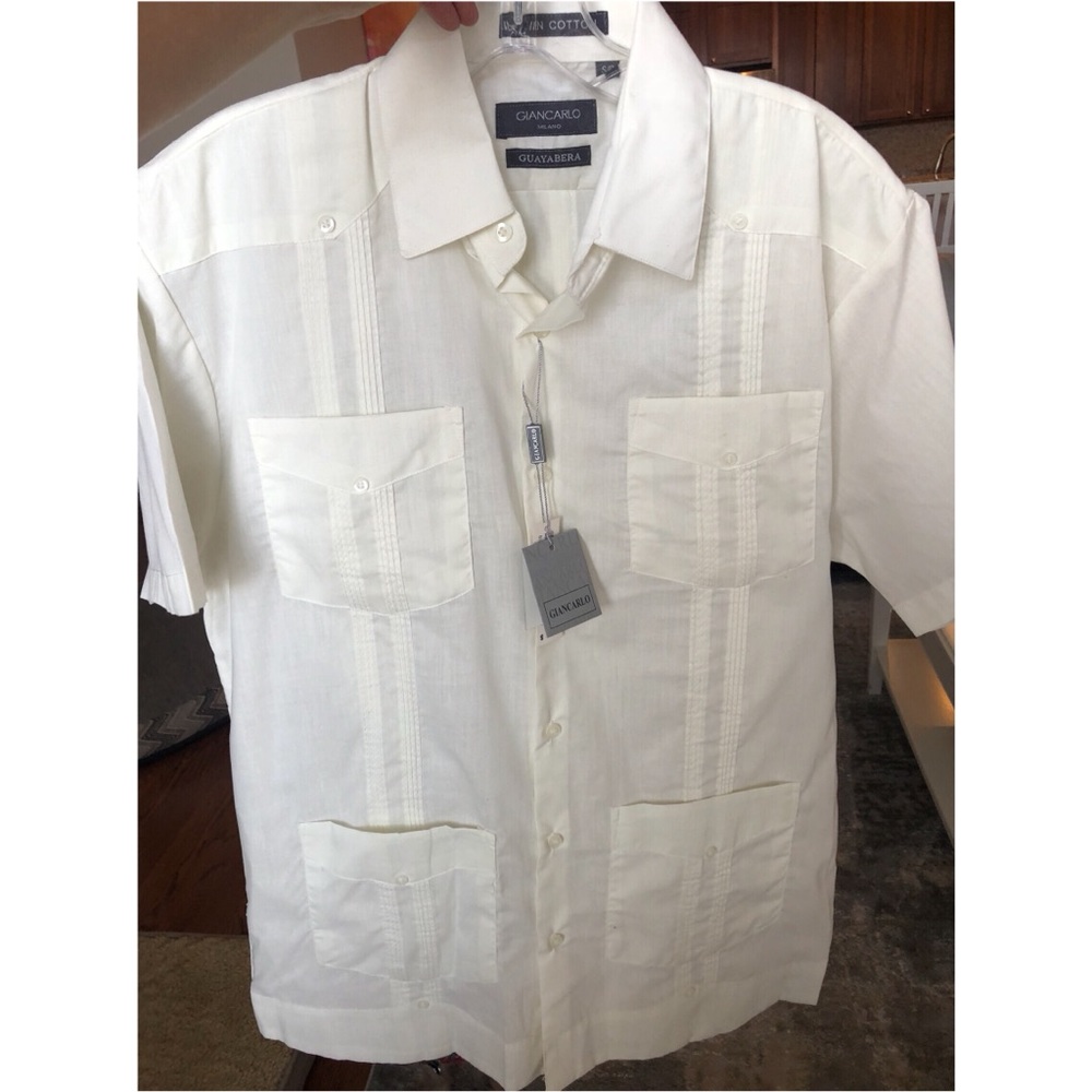 Men’s Cream Button Down Shirt Sz S NWT